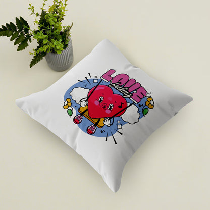 Hand Drawn Heart Cartoon Character Design Cushion (12x12 inches) Pack of 1