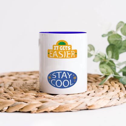 Flat design retro sticker collection Dark Blue Handle 330 ml Coffee Mug