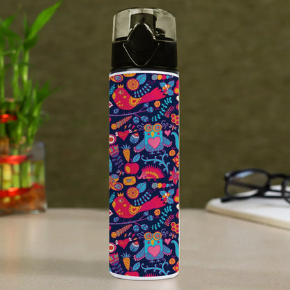 Owl, rabbit, butterfly, hedgehog Forest seamless pattern Printed Flip Flop Water Bottle 750 ml For Gym, Yoga, Kids, Boys, Girls, Brother, Sister, Babies, Baby, Workout, Adults
