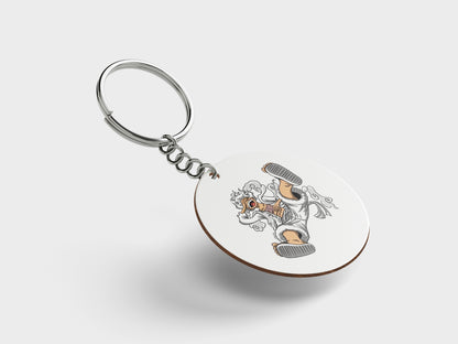 Gear 5 Luffy from One Piece Printed Circle Shape Wooden Keyring with Chain