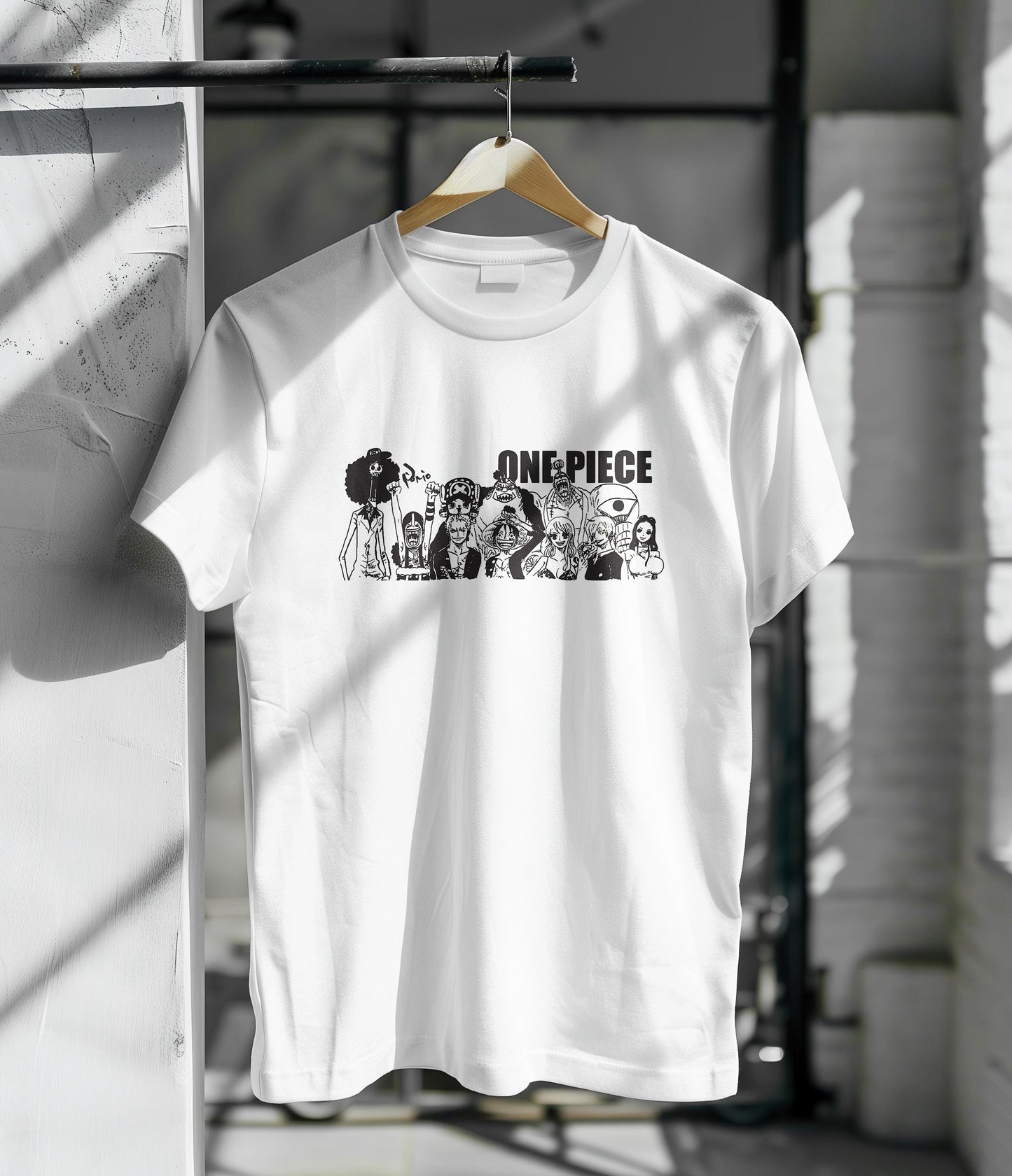 One piece anime design Printed White Round Neck Polyester T Shirt for Mens and woman's
