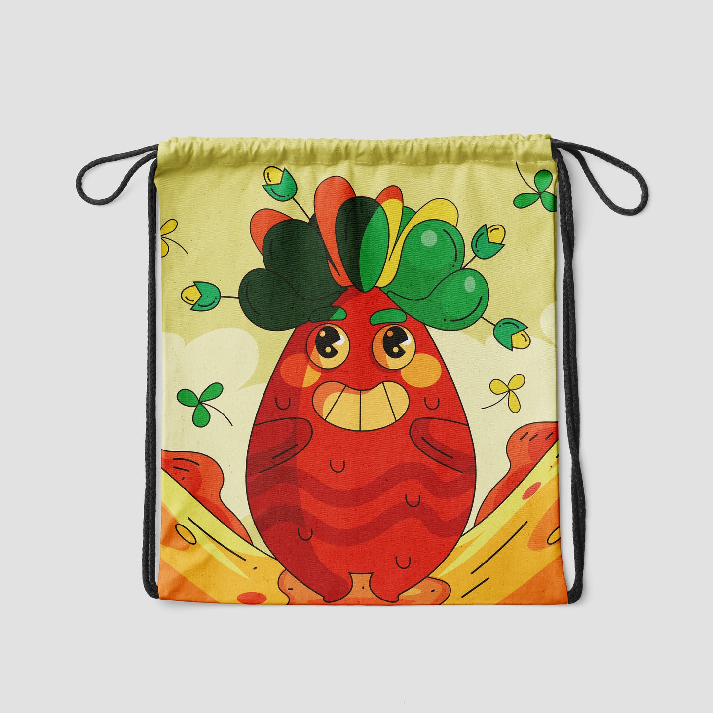 Frail Jon Character illustration Polyester String Backpack Bags for kids for Gym, Yoga, Tuition ,Beach Bag for 4-10 year boys and girls