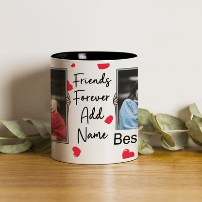 Best Friend forever customized Add One photo black handle 330 ml Coffee Mug