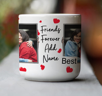 Friend forever customized add two photos inner heart magic mug 330 ml Coffee Mug