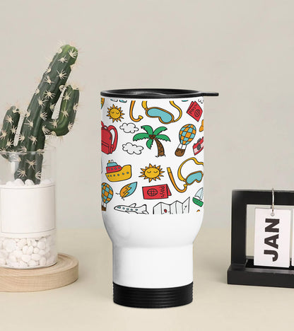 Creative travel concept doodle art Printed 350ML Travel MUG