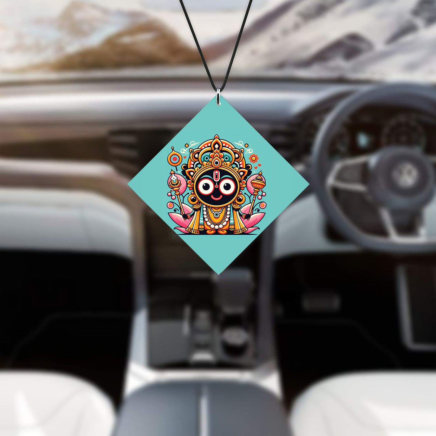 Cute Jagannath vector art Premium Glossy Printed Car Hangings