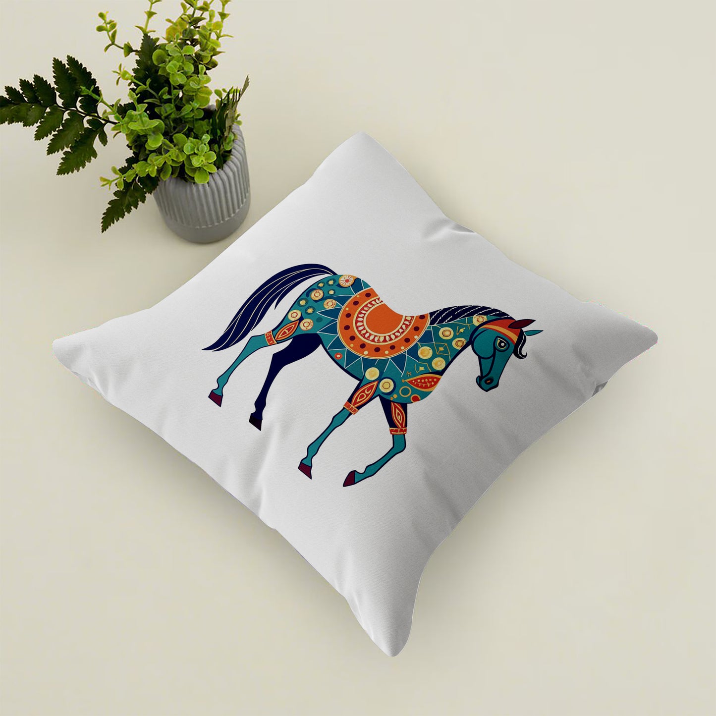 Colorful horse design Cushion (12x12 inches) Pack of 1