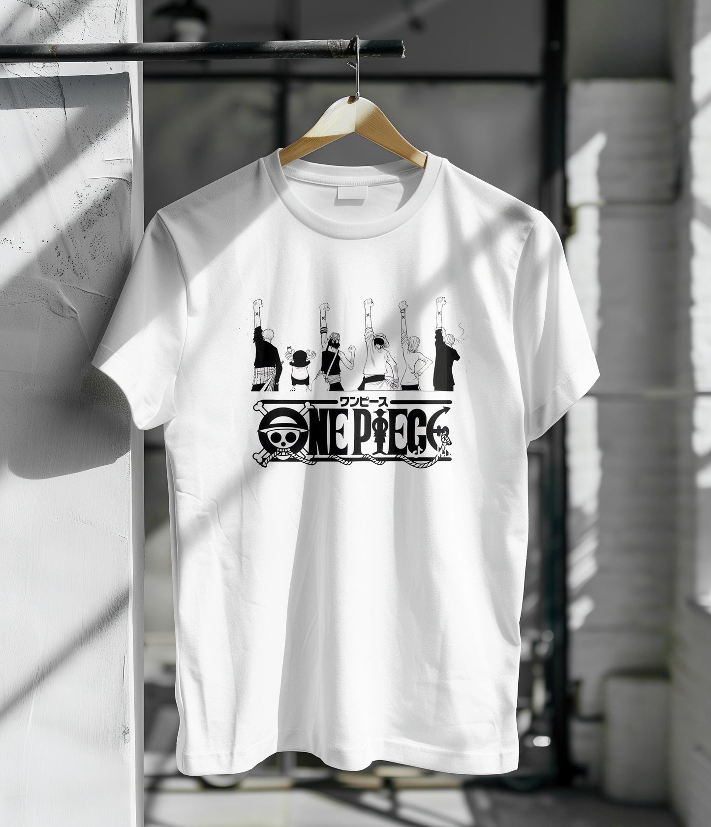 One piece anime T shirt design Printed White Round Neck Polyester T Shirt for Mens and woman's