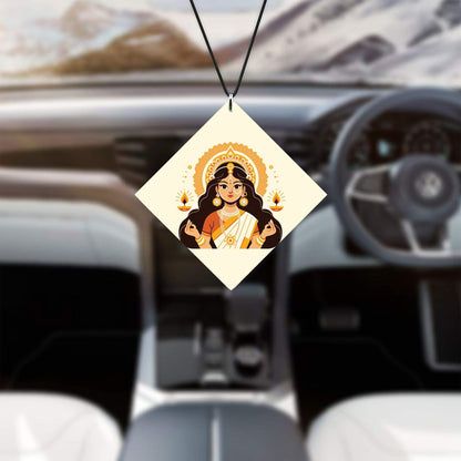 Durga Puja Idol Indian illustration Premium Glossy Printed Car Hangings