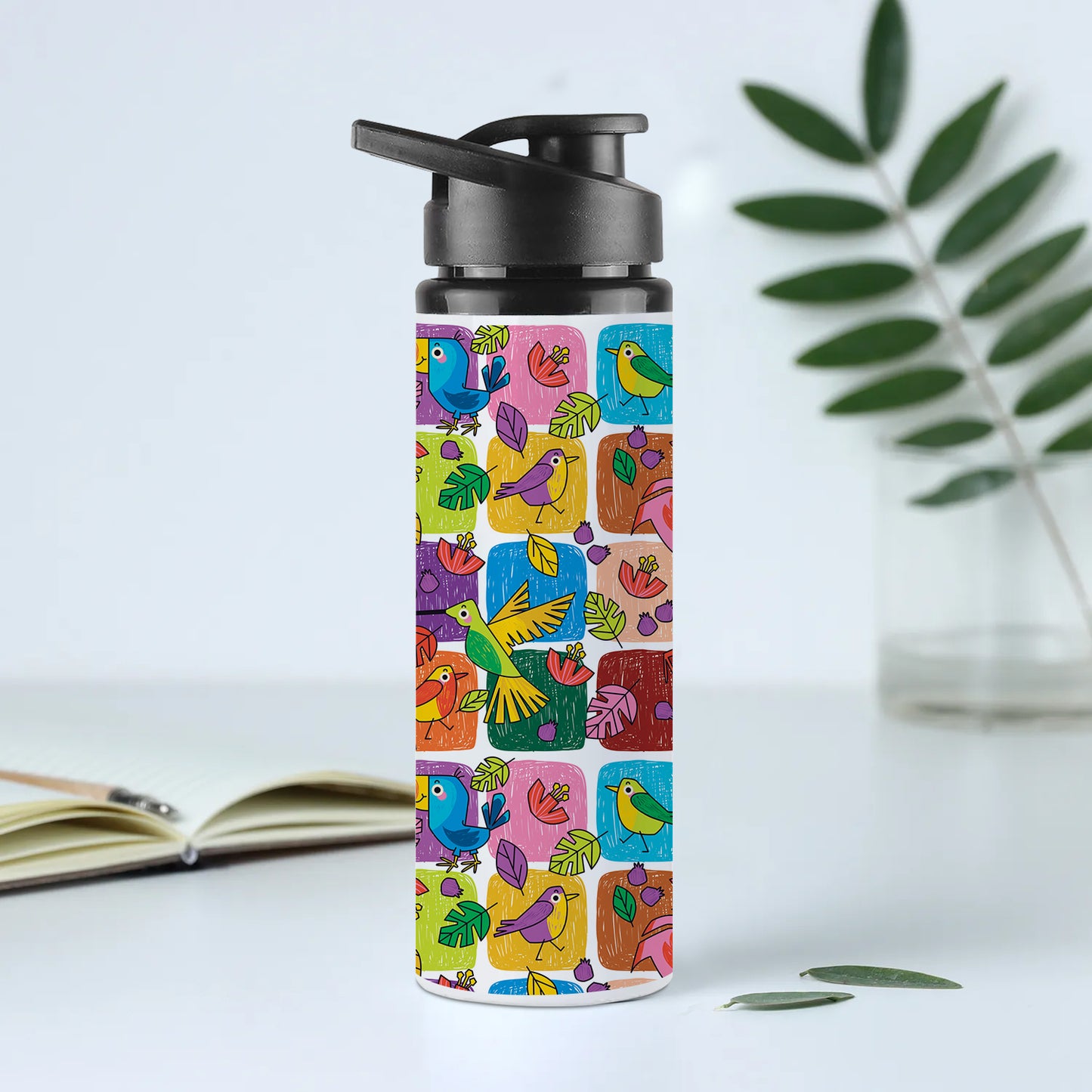 Childlike animals pattern design Printed Eagle Shape Water Bottle 750 ml For Gym, Yoga, Kids, Boys, Girls, Brother, Sister, Babies, Baby, Workout, Adults