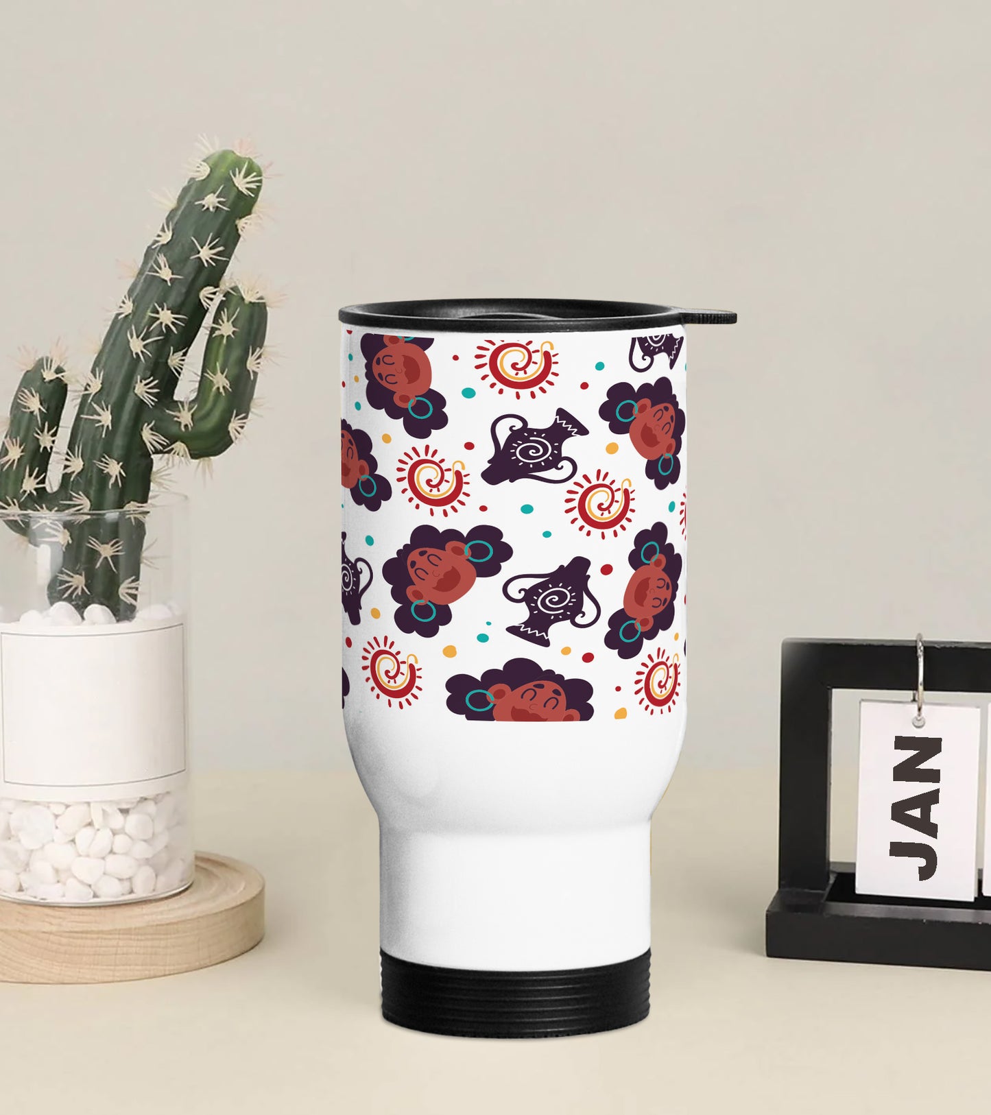 Flat African pattern Printed 350ML Travel MUG