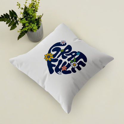 Grateful in Heart Shape Print Design Cushion (12x12 inches) Pack of 1