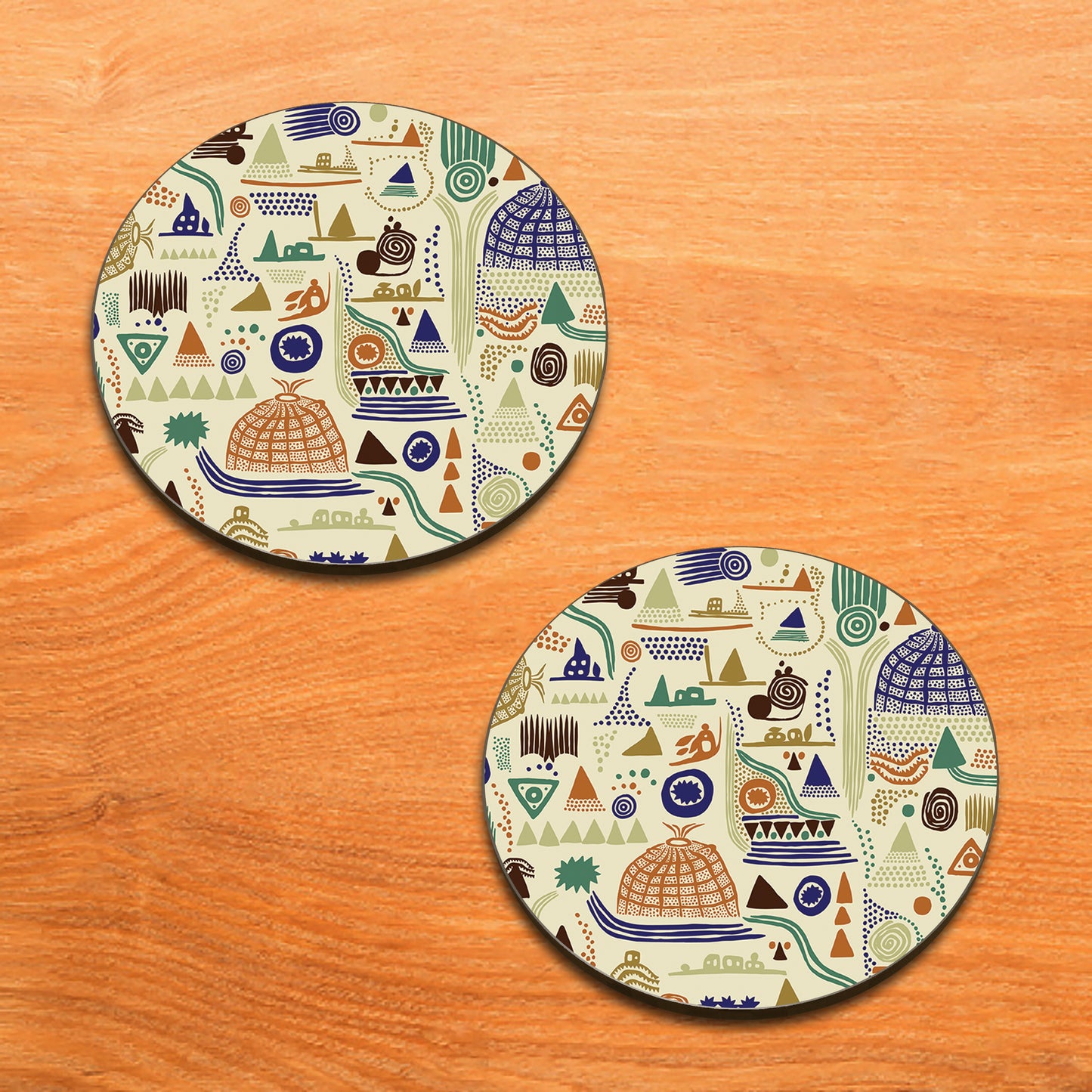 Abstract Shapes Seamless pattern Combo Mugs and Coaster(Set of 2 Mugs and 2 coasters) 330 ml Coffee Mug