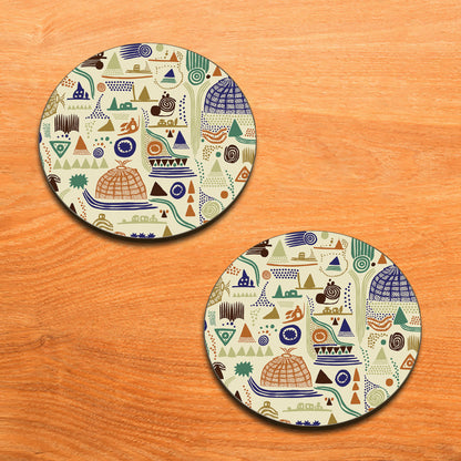 Abstract Shapes Seamless pattern Combo Mugs and Coaster(Set of 2 Mugs and 2 coasters) 330 ml Coffee Mug