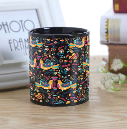 Flat design nordic pattern design Full Black 330 ml Coffee Mug