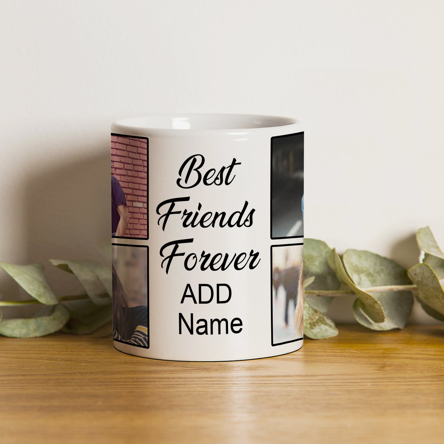 Best Friend forever customized add four photos magic mug 330 ml Coffee Mug