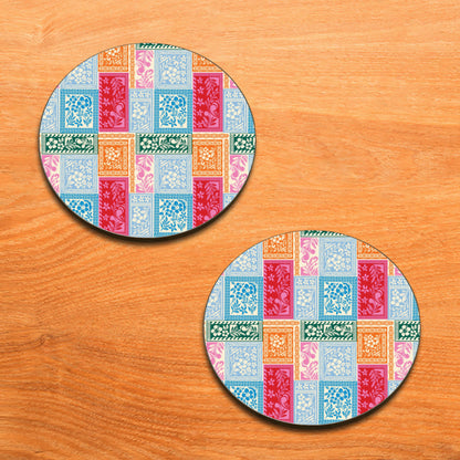 Textiles Design Combo Mugs and Coaster(Set of 2 Mugs and 2 coasters) 330 ml Coffee Mug