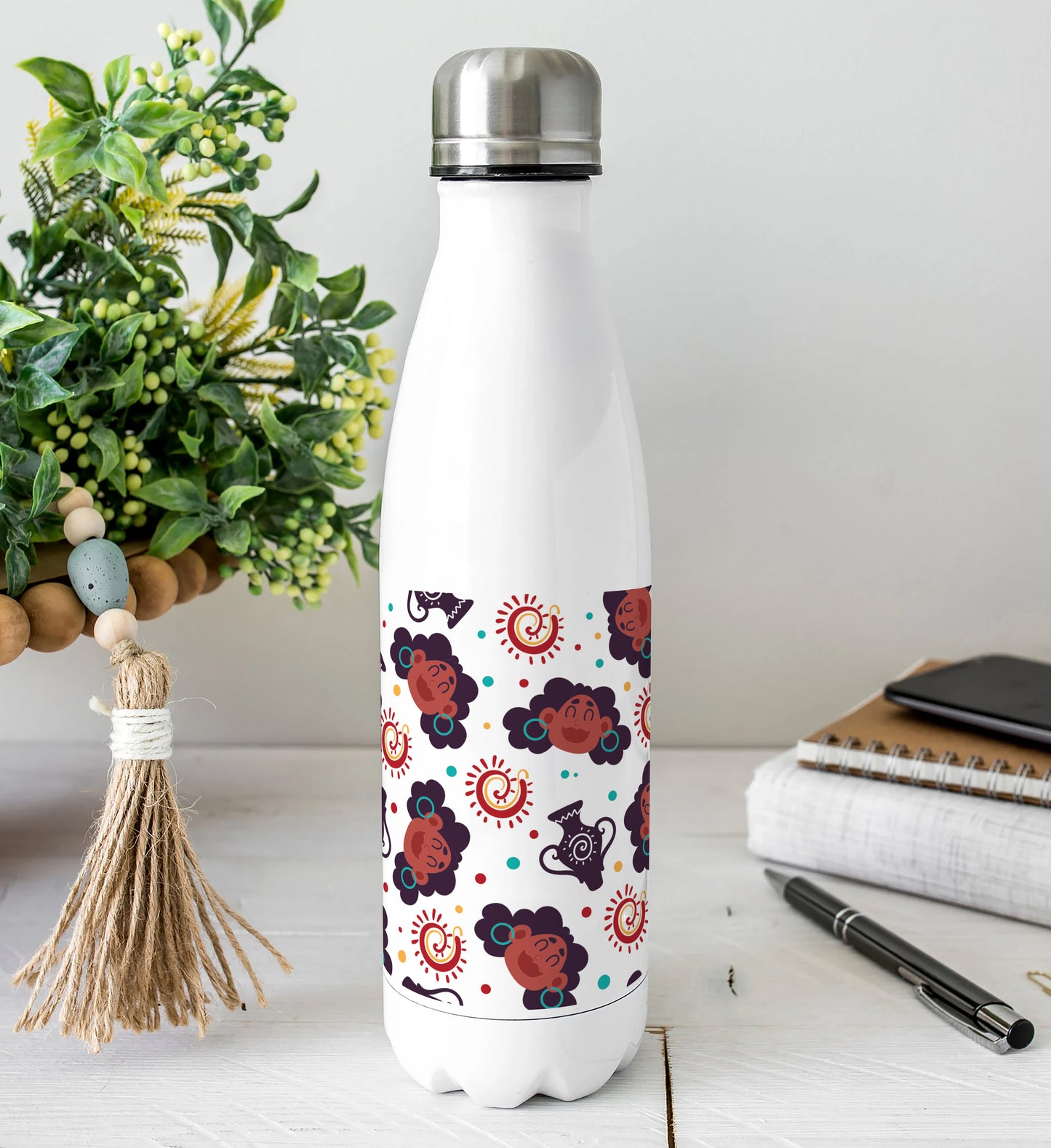 Flat african pattern Cola Bottle 500ml School Bottle, Picnic Bottle, Leak Proof