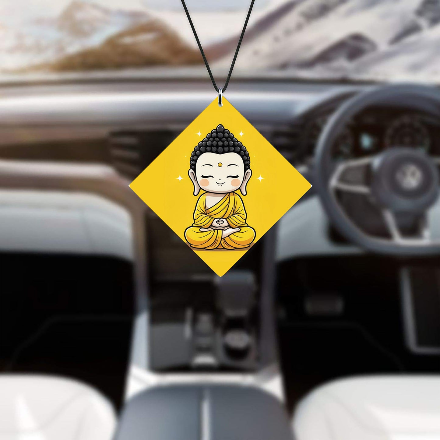 Cute baby buddha vector art Premium Glossy Printed Car Hangings