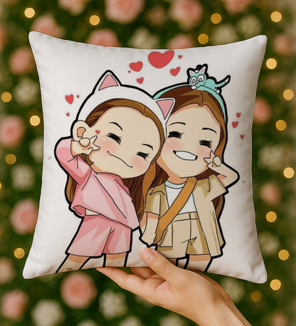 Cute Friendship Design Cushion (12x12 inches) Pack of 1