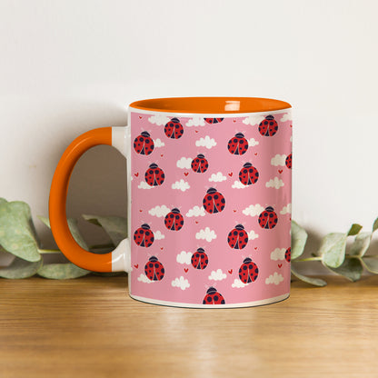 Ladybug pattern design Orange Handle 330 ml Coffee Mug