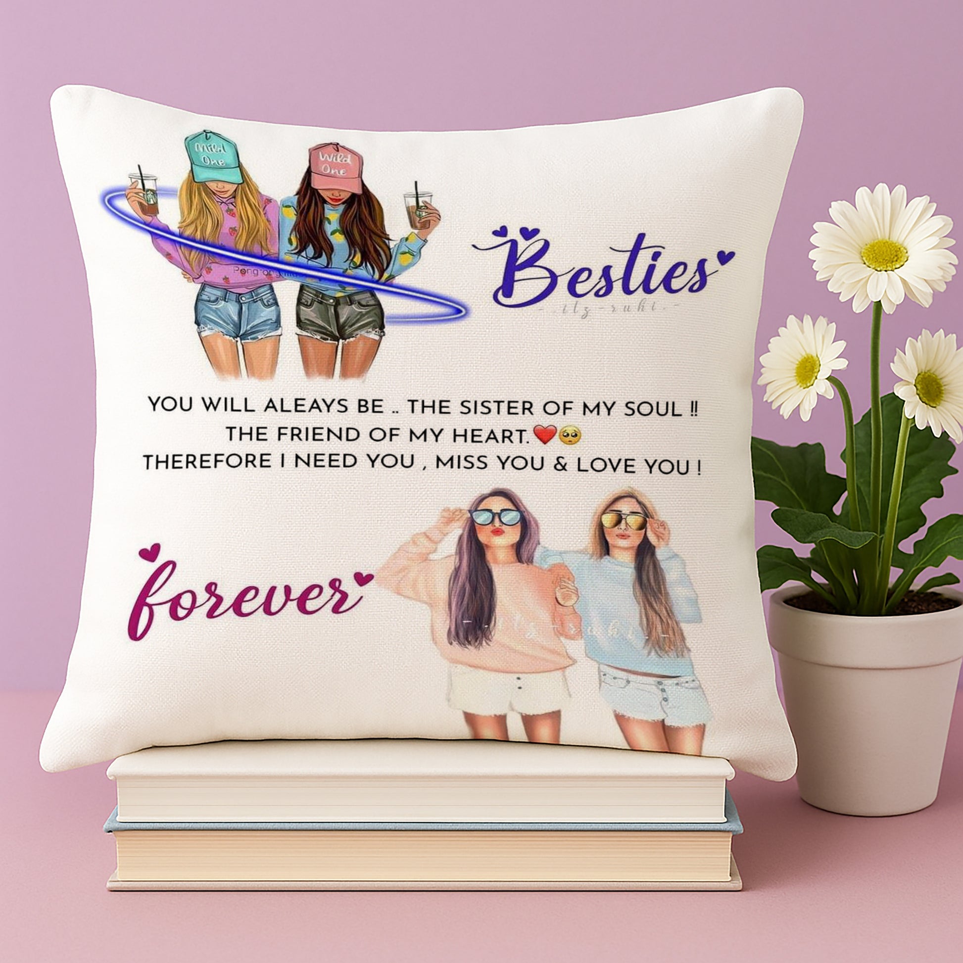 Bestie Forever Design Cushion (12x12 inches) Pack of – PrintNGifts