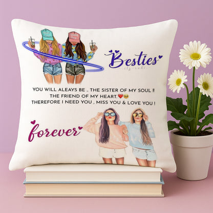 Bestie Forever Design Cushion (12x12 inches) Pack of 1