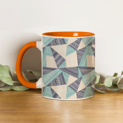 Triangle seamless pattern in patchwork style design Orange Handle 330 ml Coffee Mug