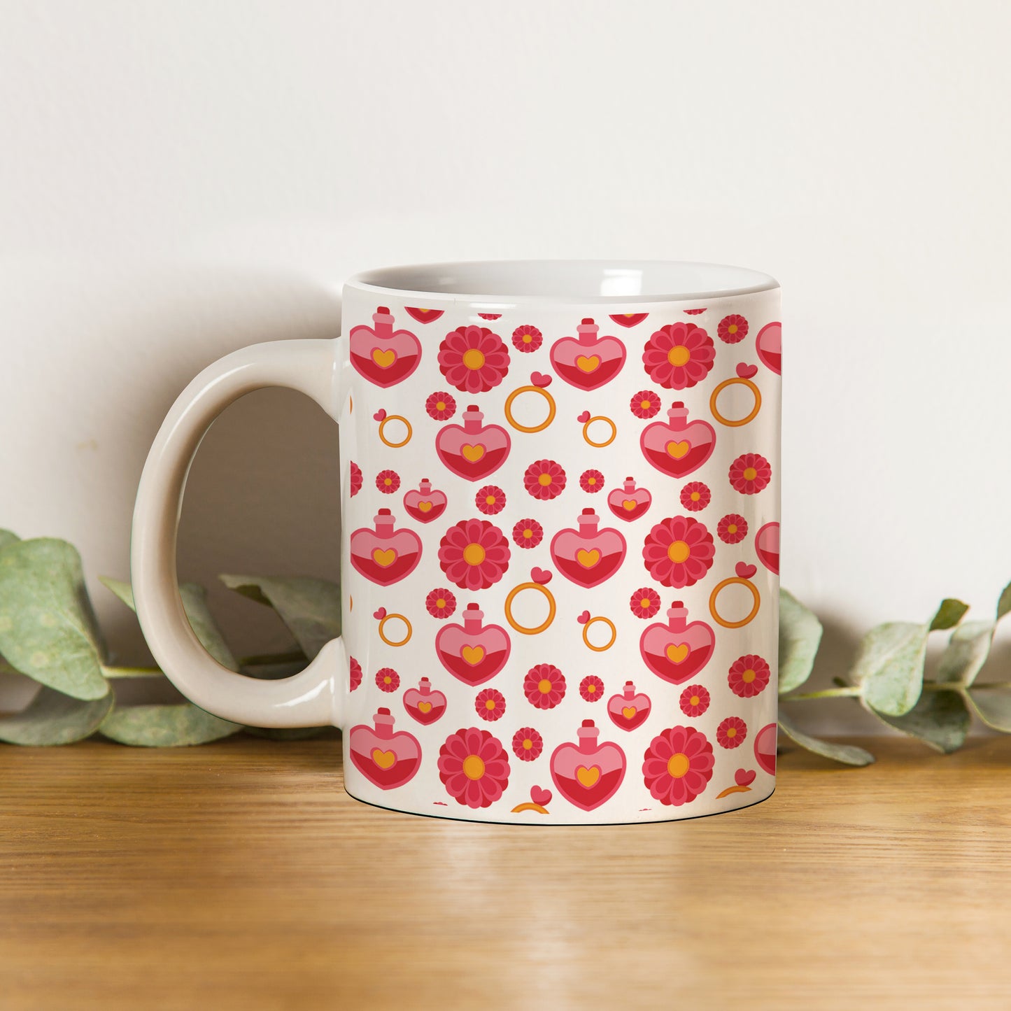Red seamless love element pattern design pattern White 330 ml Coffee Mug