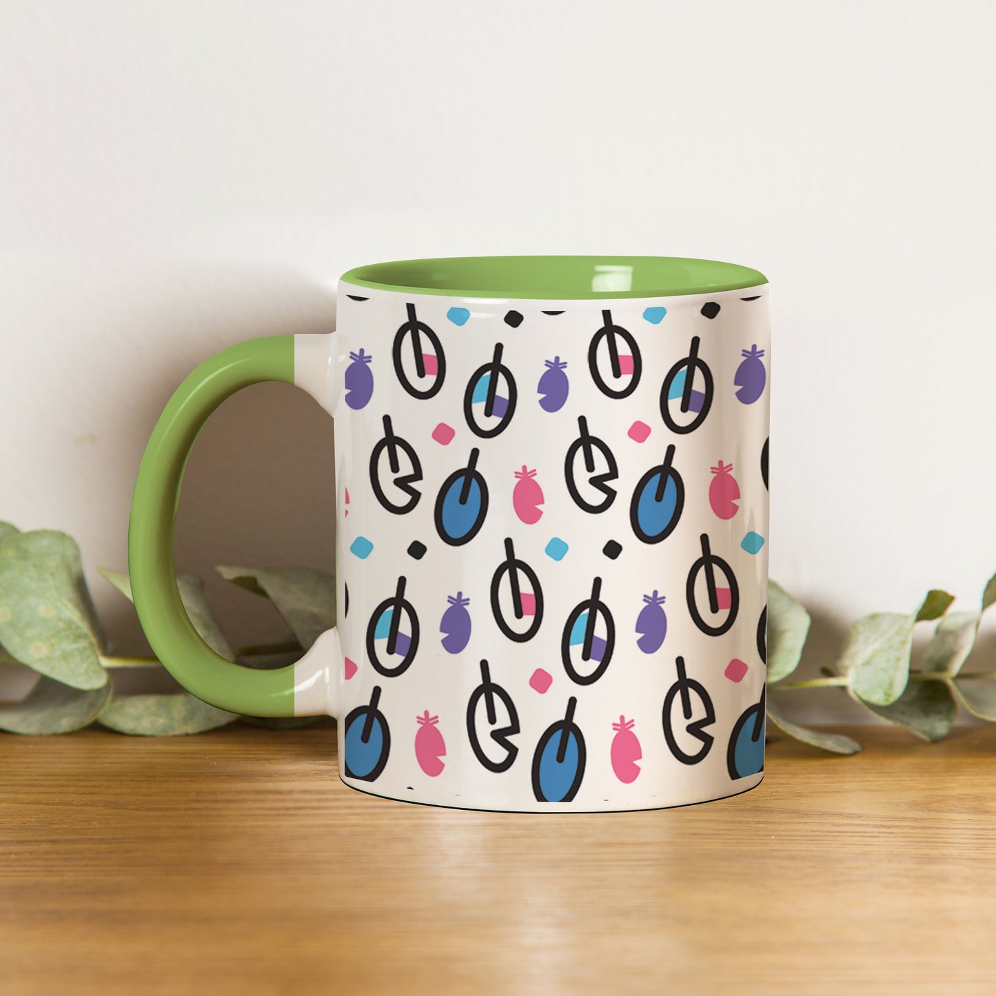 vector leaves pattern design Pattern Lite Green Handle 330 ml Coffee Mug