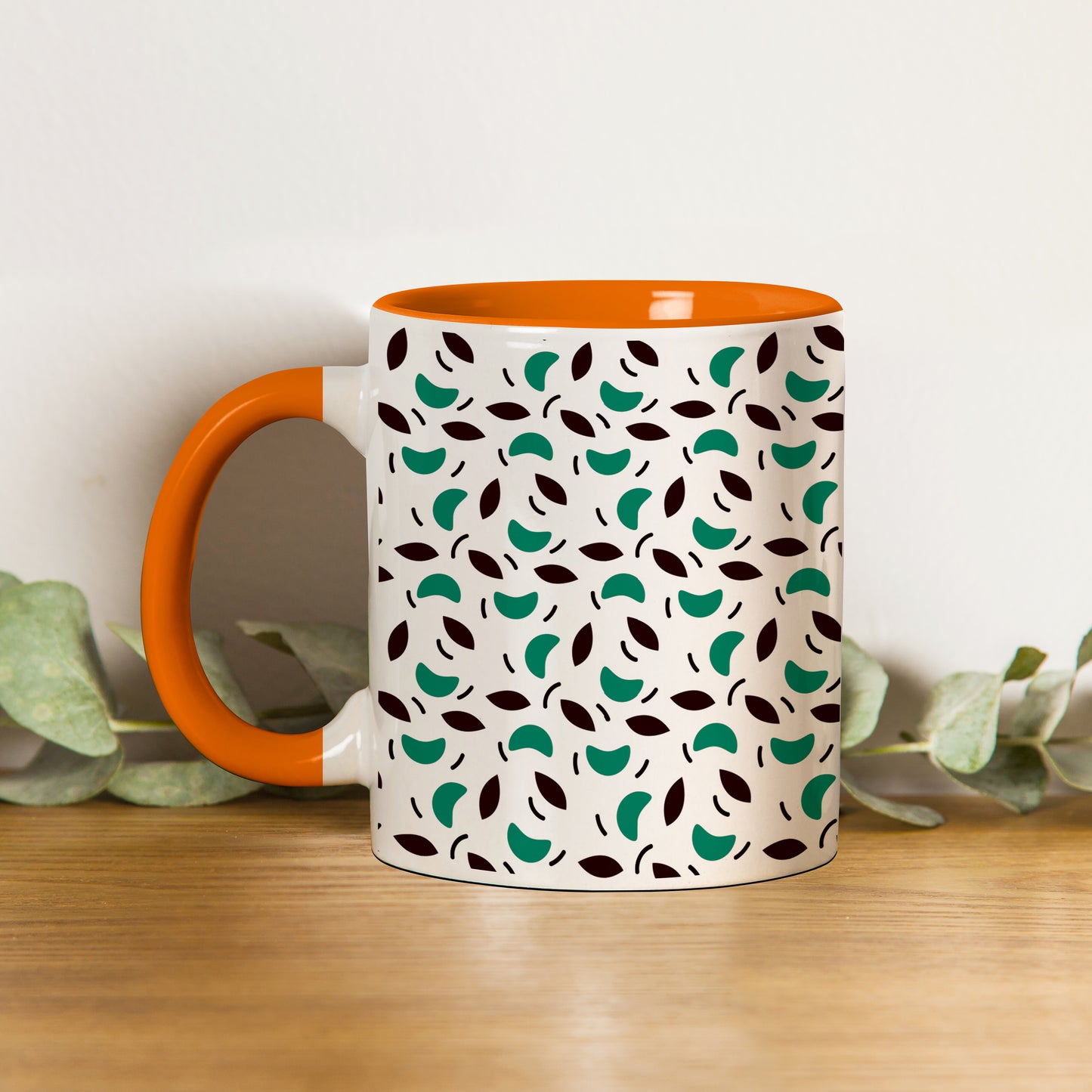 Vector leaves pattern design Orange Handle 330 ml Coffee Mug