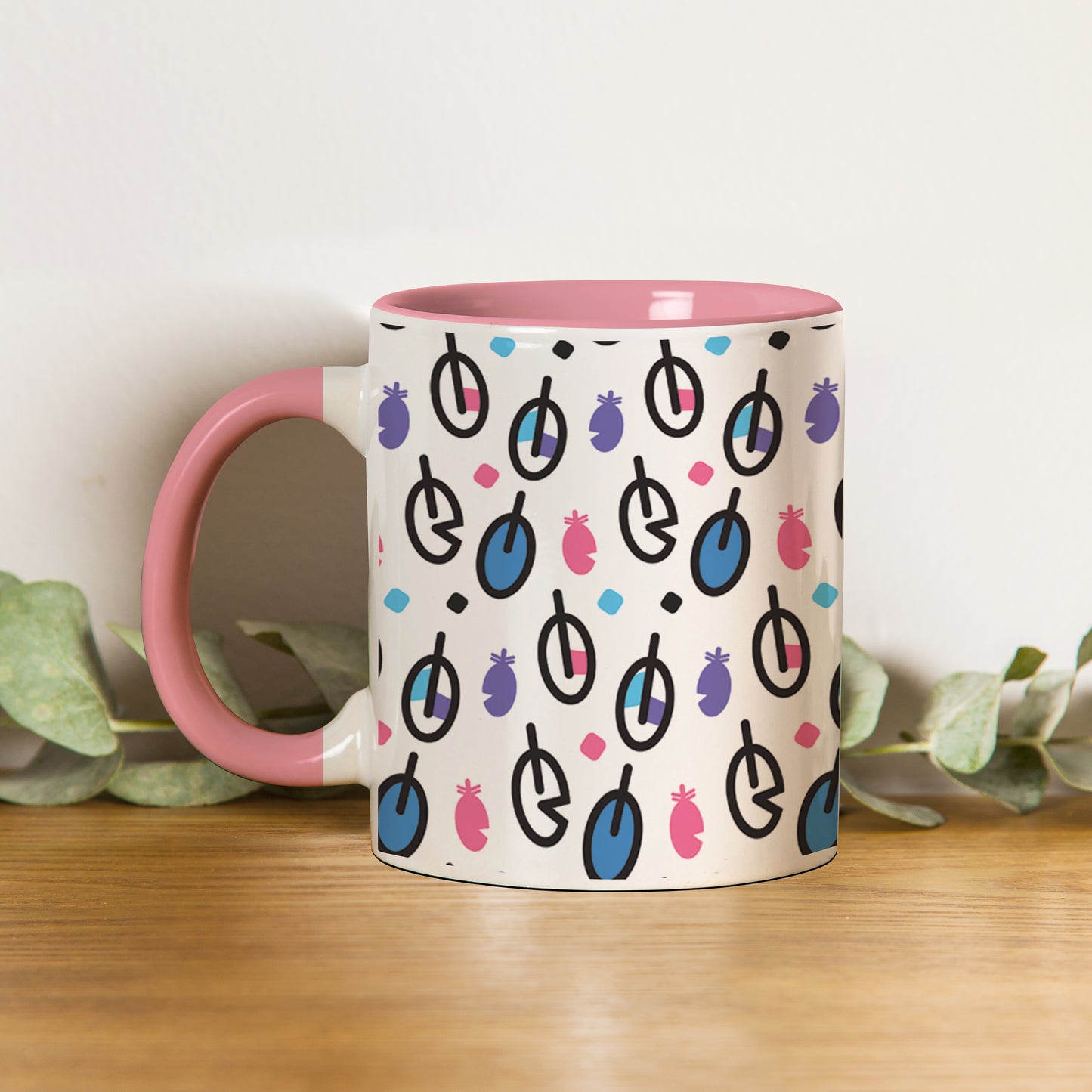 Vector leaves pattern design Pattern Lite Pink Handle 330 ml Coffee Mug