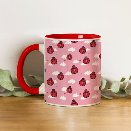 Ladybug pattern design Red Handle 330 ml Coffee Mug
