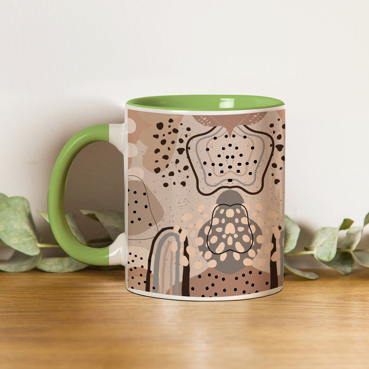 Abstract drawing pattern design Lite Green Handle 330 ml Coffee Mug