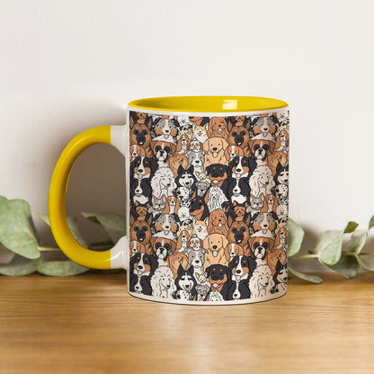 Dog breeds illustration design Pattern Yellow Handle 330 ml Coffee Mug