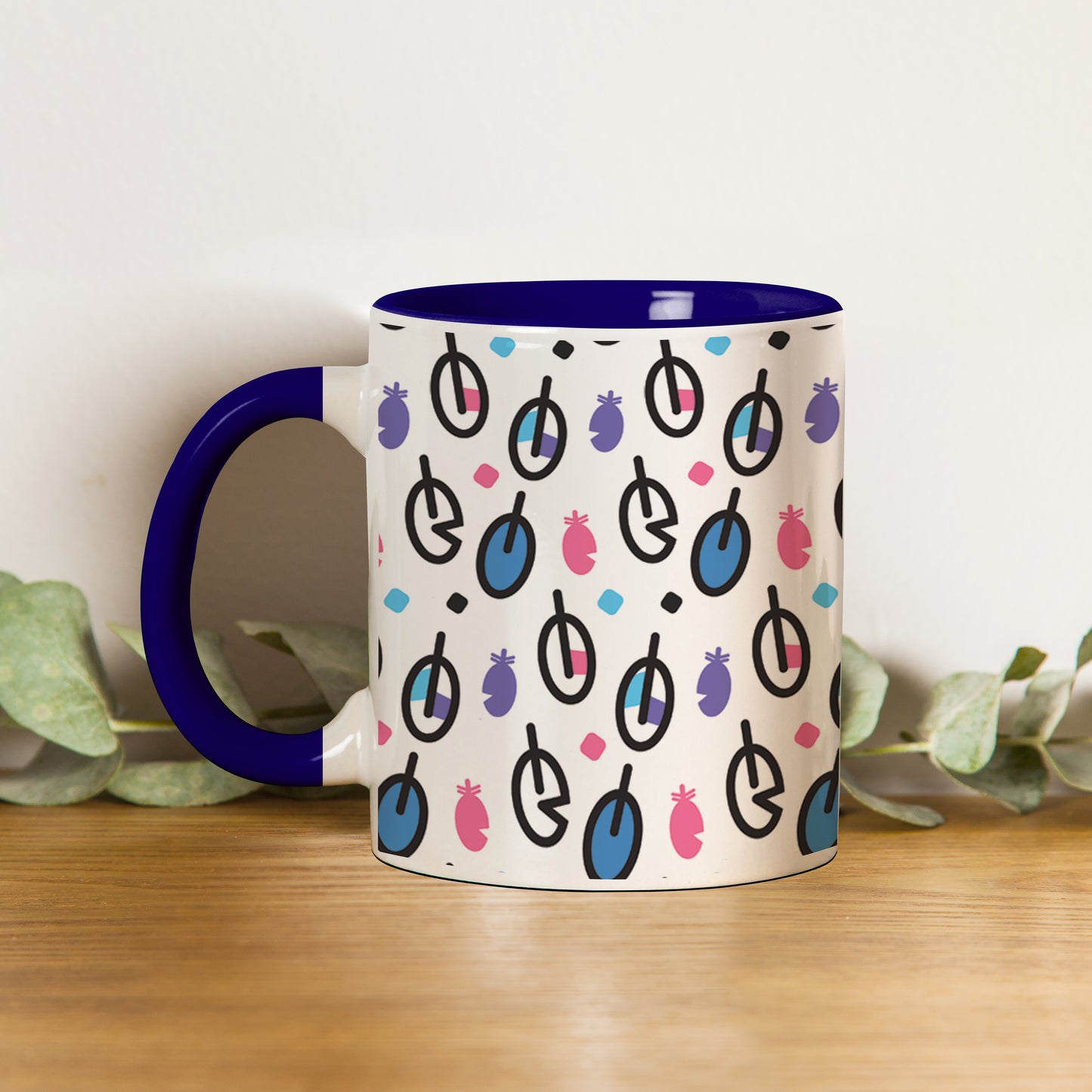 Vector leaves pattern design Pattern Dark Blue Handle 330 ml Coffee Mug