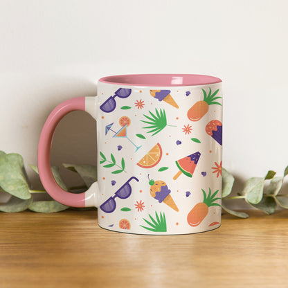 Vector Summer pattern design Pattern Lite Pink Handle 330 ml Coffee Mug