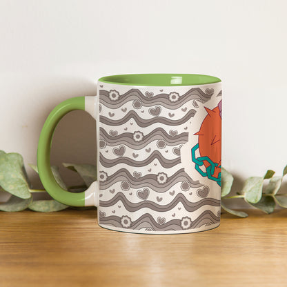love chain Pattern Lite Green Handle 330 ml Coffee Mug