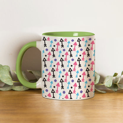 Black pink and sky color Arrow pattern design Pattern Lite Green Handle 330 ml Coffee Mug