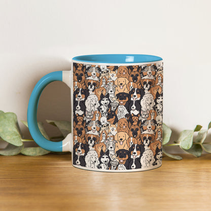 Dog breeds illustration design Pattern Sky Blue Handle 330 ml Coffee Mug