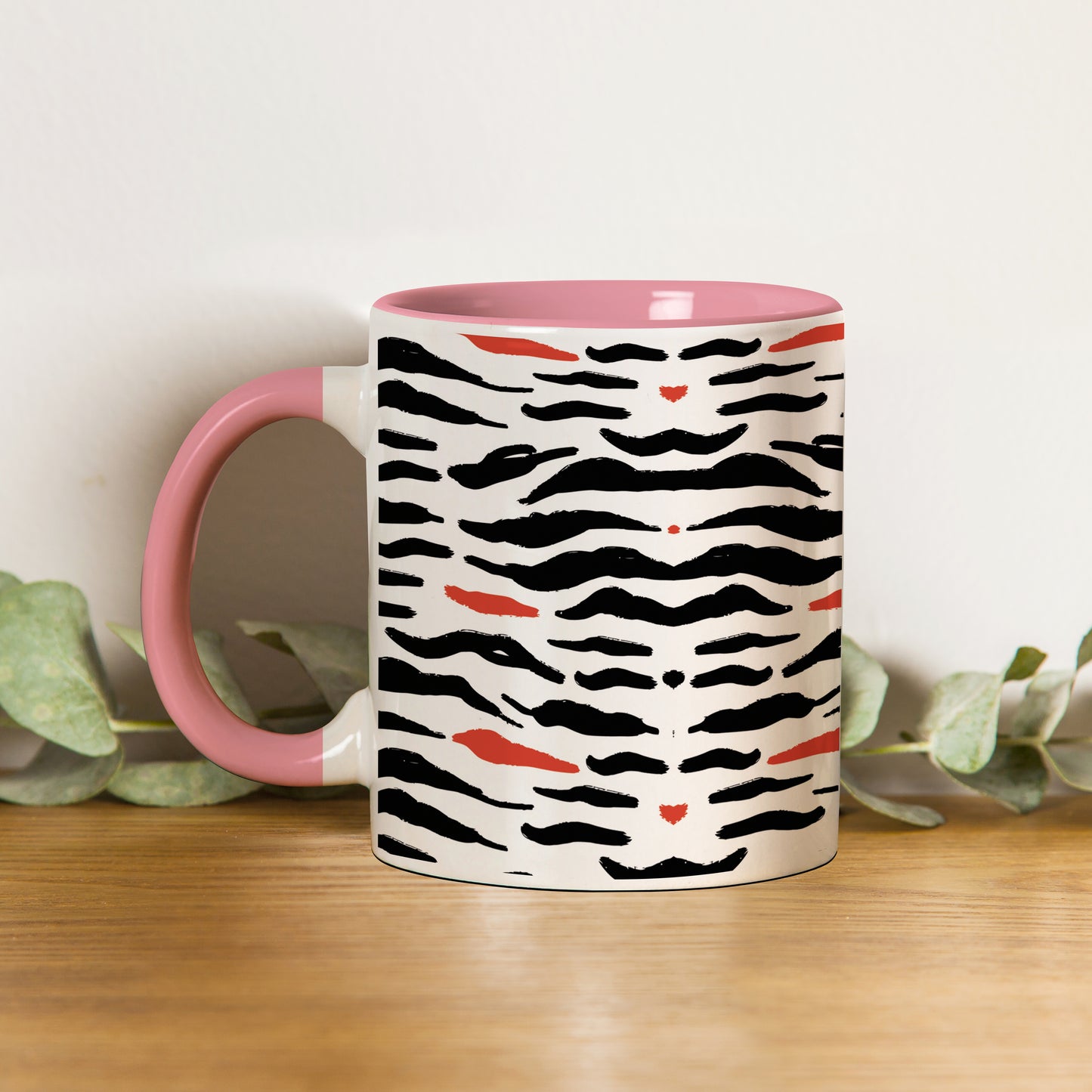 Tiger skin pattern design Pattern Lite Pink Handle 330 ml Coffee Mug