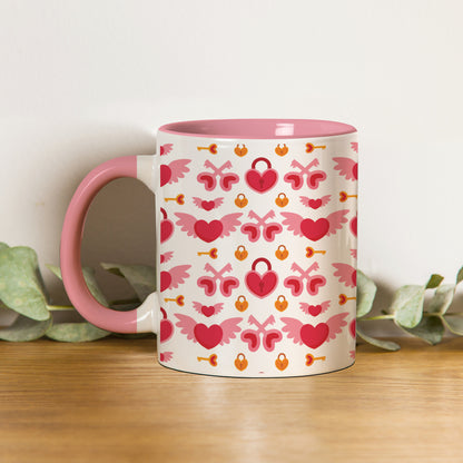 Red seamless love element design (2) Pattern Lite Pink Handle 330 ml Coffee Mug