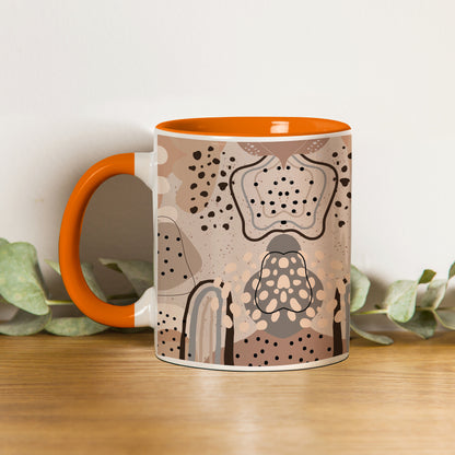 Abstract drawing pattern design Orange Handle 330 ml Coffee Mug