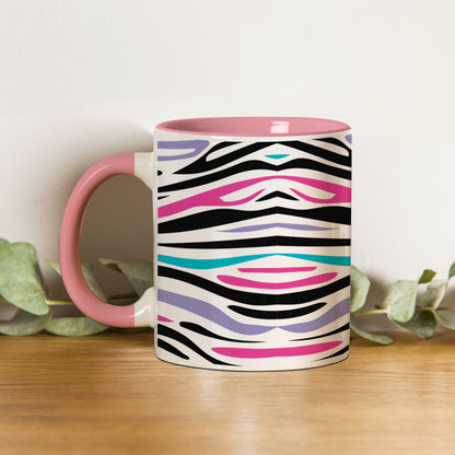 Colorful Tiger Skin with Waving effect Pattern Lite Pink Handle 330 ml Coffee Mug