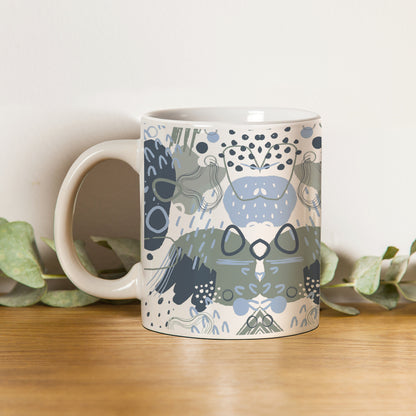 Hand art design White Handle 330 ml Coffee Mug