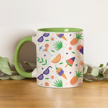 vector Summer pattern design pattern design Pattern Lite Green Handle 330 ml Coffee Mug