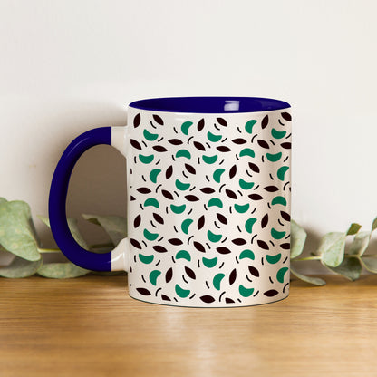 Vector leaves pattern design (2) Pattern Dark Blue Handle 330 ml Coffee Mug