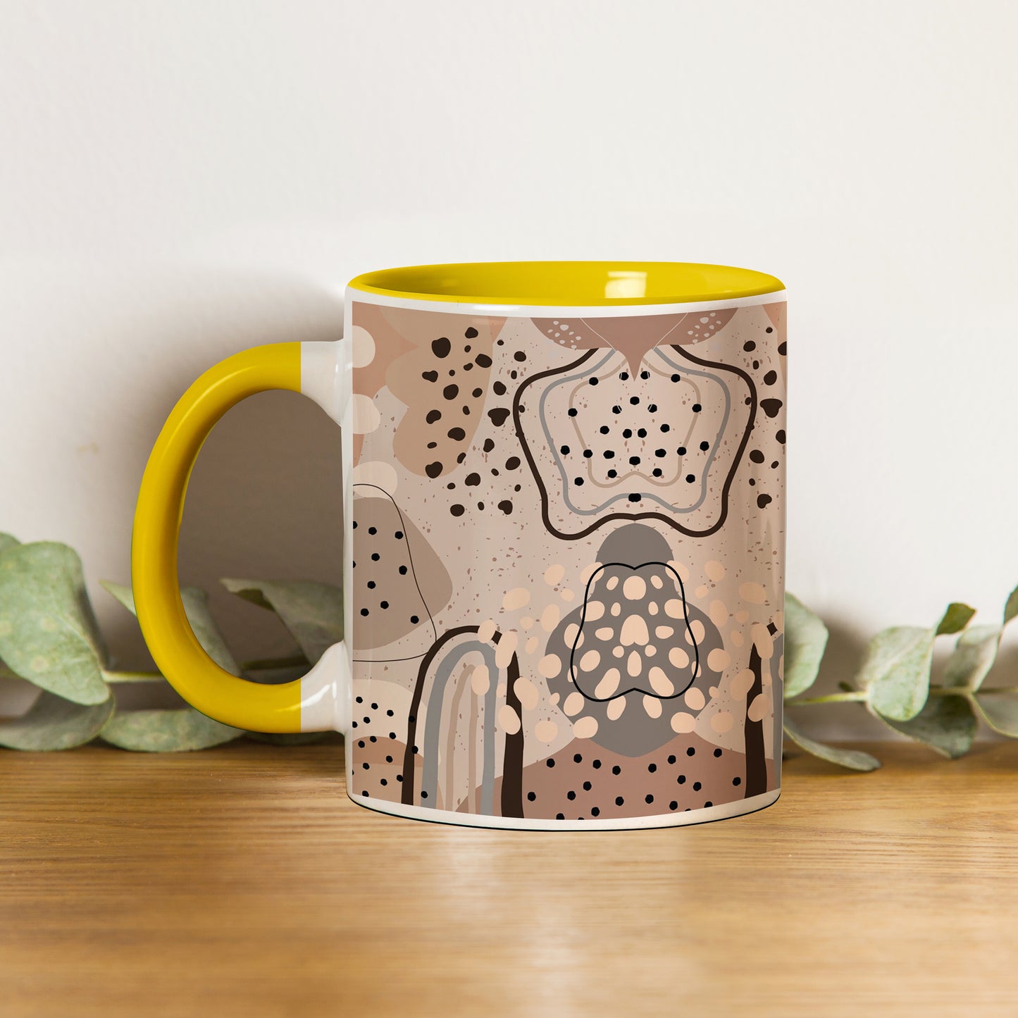 Abstract drawing design Pattern Yellow Handle 330 ml Coffee Mug