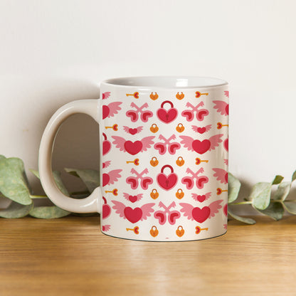 Red seamless love element pattern design (2) White 330 ml Coffee Mug