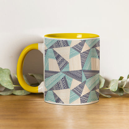 triangle seamless pattern in patchwork style design Pattern Yellow Handle 330 ml Coffee Mug